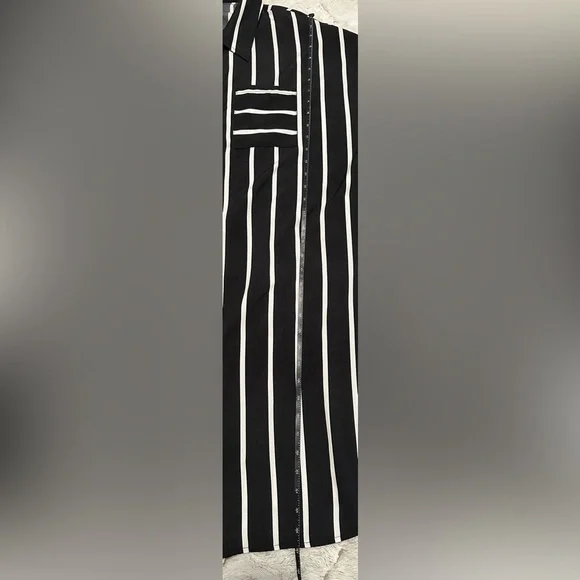 SHEIN Curve Black and White Striped Long Sleeve Button Down T-Shirt Dress - Picture 7 of 12